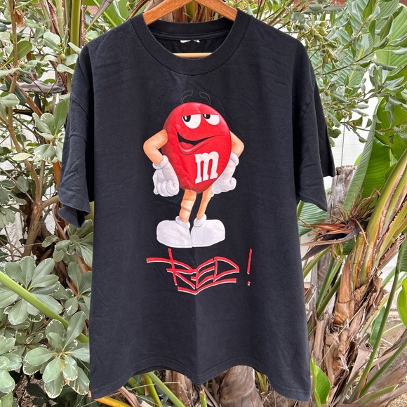 Vintage Y2K M&M’s Red Character Graphic Tee Black T-Shirt XL - Picture 1 of 2